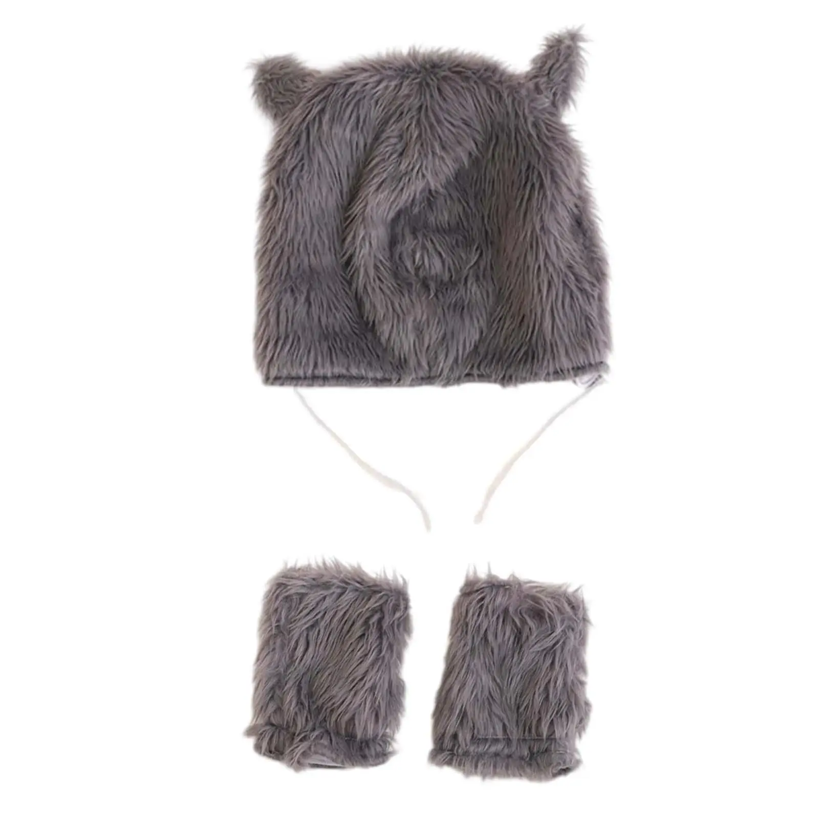 

Wolf Ears Hat Headwear Costume Halloween Headdress Werewolf Hat for Carnival Nightclubs Stage Performances Party Favor Winter