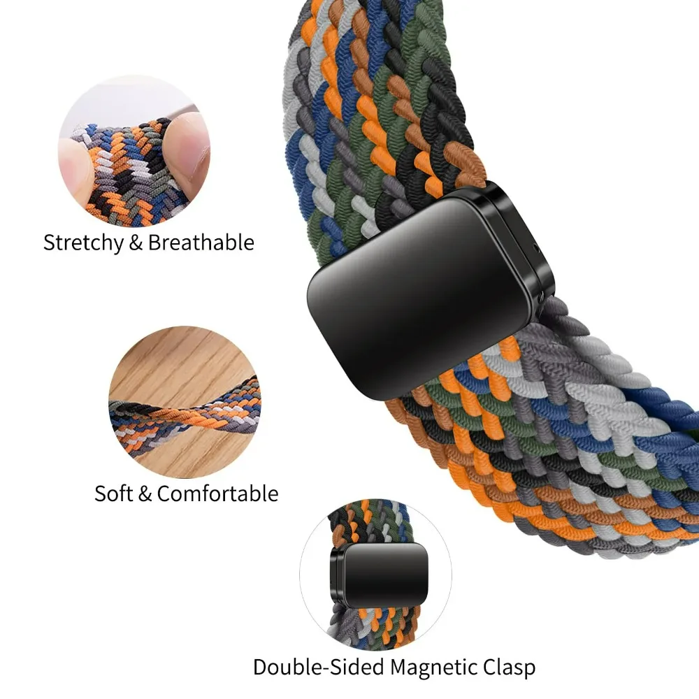 Nylon Braided Loop Strap - Magnetic Adjustable Comfort Bracelet Wristband