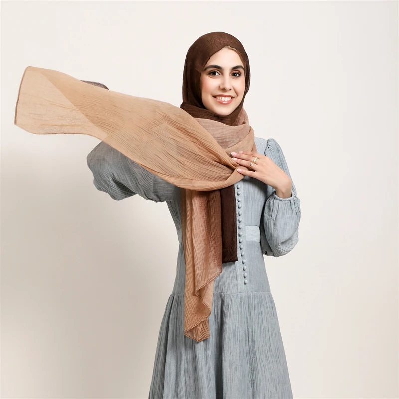 New Crinkle Hijab Scarf Abaya Women Veil Muslim Shawl Gradient