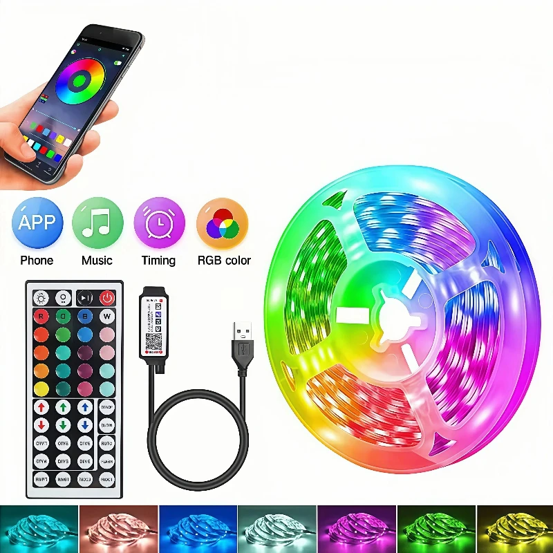 Smart RGB LED Strip Lights with WiFi App Control – Flexible Room Decor Lamp Tape