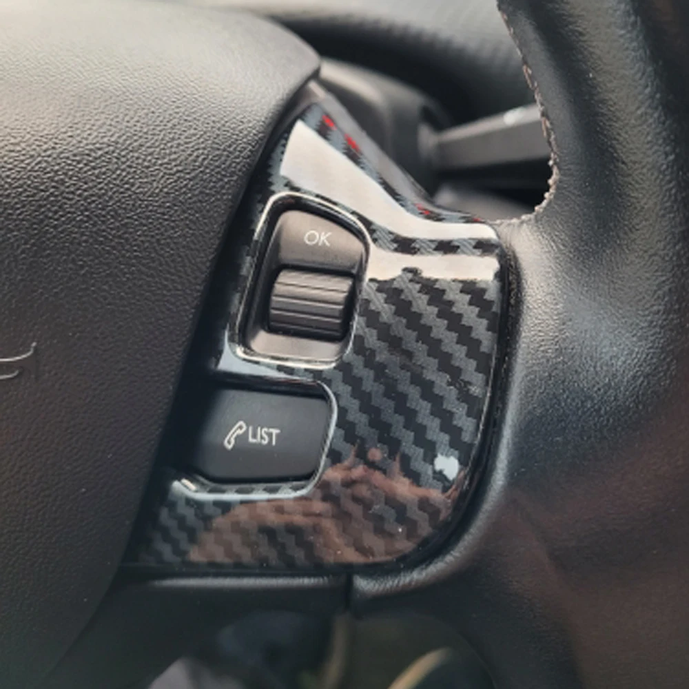 Carbon Faser Auto Lenkrad Panel Glanz Trim Emblem Aufkleber Abdeckung für Peugeot 2008 208 T9 2014 2015 2016 2017 2018 Zubehör