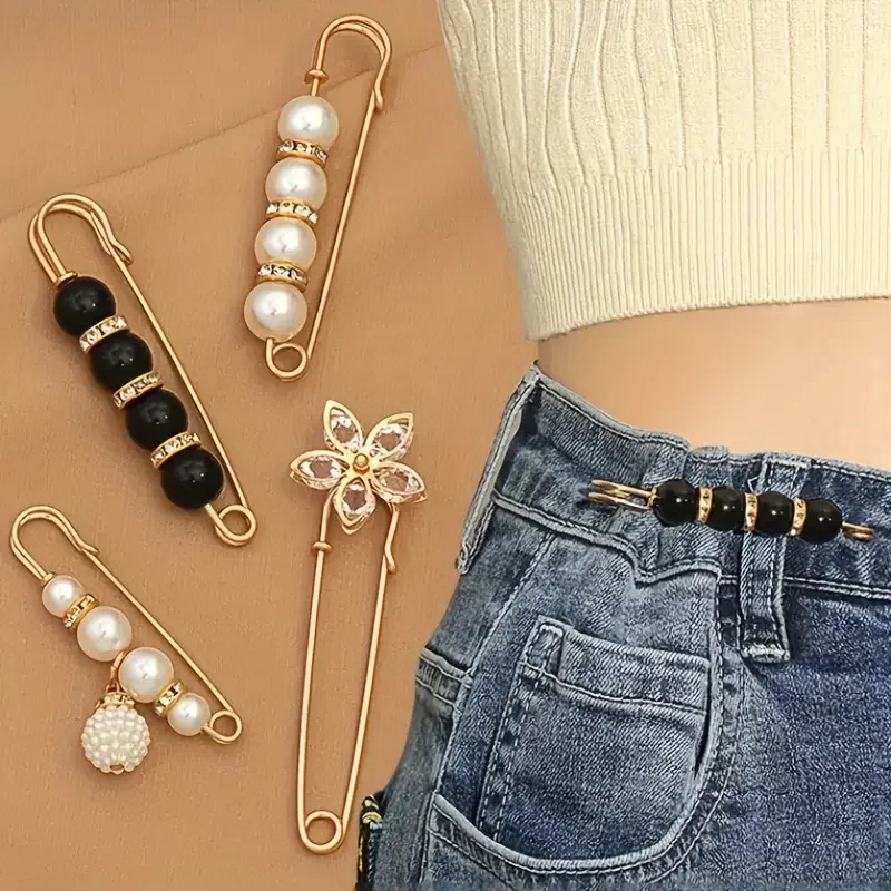 Women's Mixed Gold Brooch Set for Winter Coat Anti Exposure Safety Pin Set Pants Waist Safety Pins Set