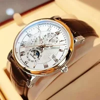2024 mode hommes montre haut tendance luxe Sport montre pour homme étanche lumineux en cuir Date montres à Quartz homme horloge 1