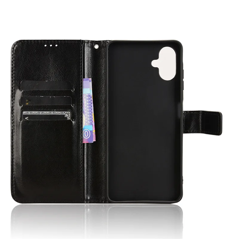 Magnetic Leather Flip Case with Card Holder and Anti-Drop Protection