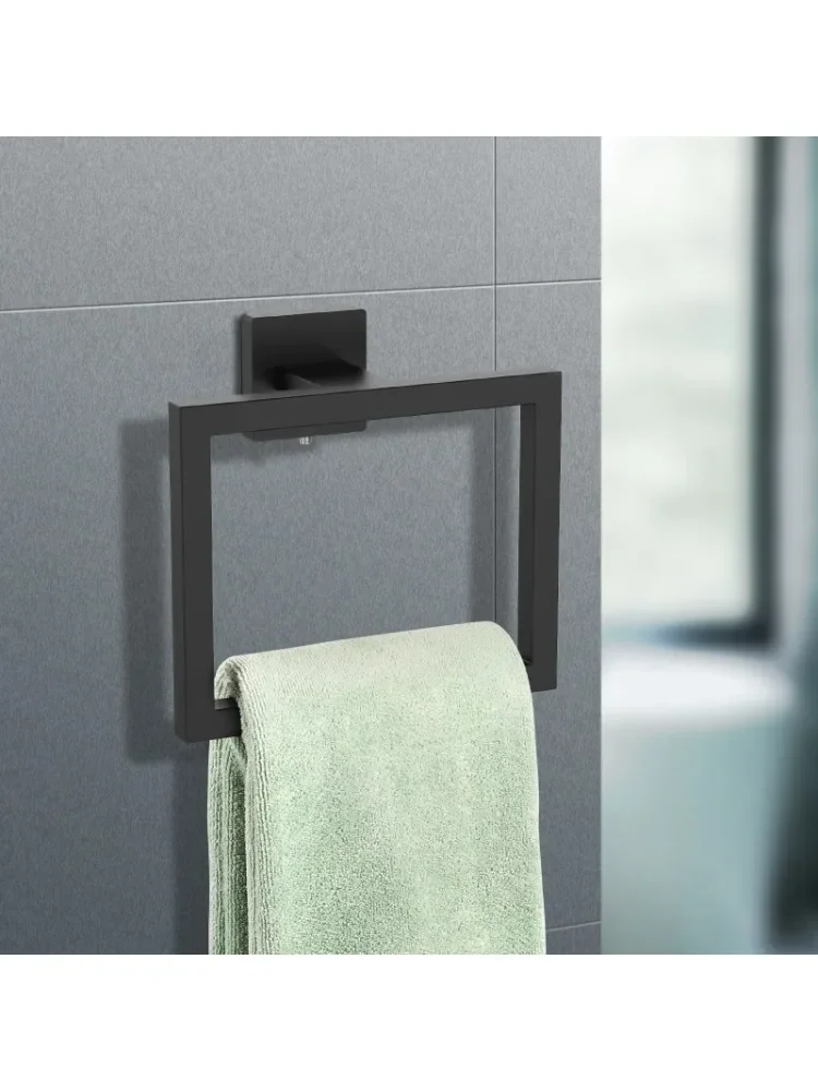 *Stainless Steel Ring Wall Mounted Square Towel Holder Hand Towel Hanger Modern Bath Rack for Kitchen Bathroom Toilet