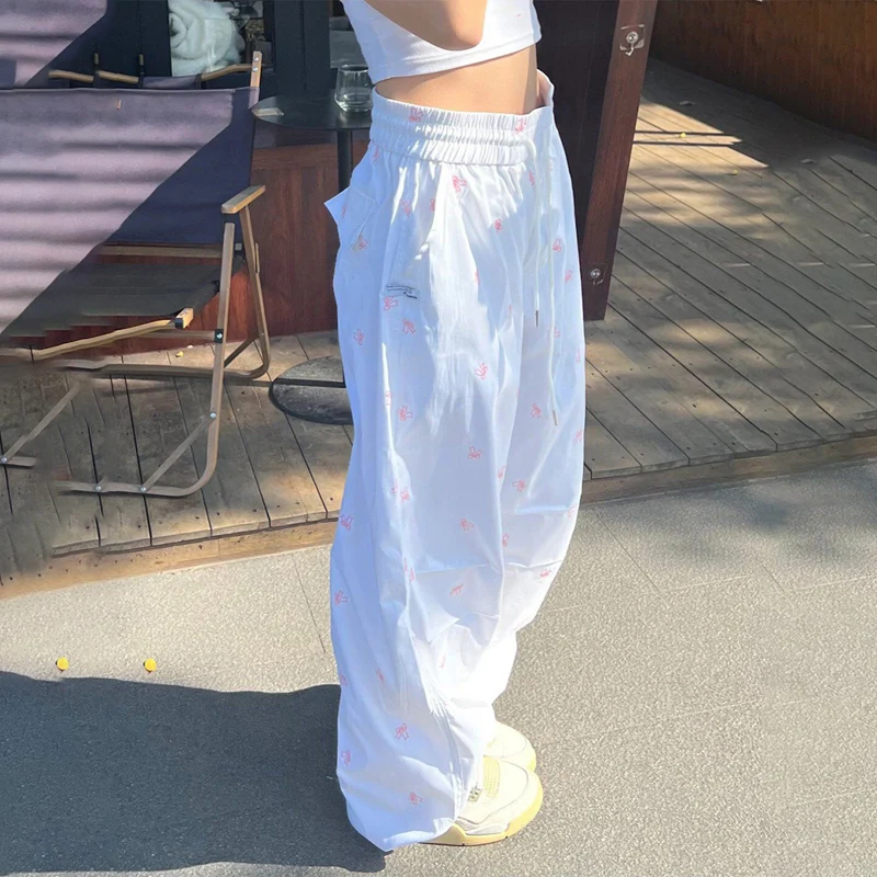 

CASUMANL Brand Bow Embroidery Women Parachute Cargo Pants American Vintage 2024 New Casual Pants Females Motion Summer Pants
