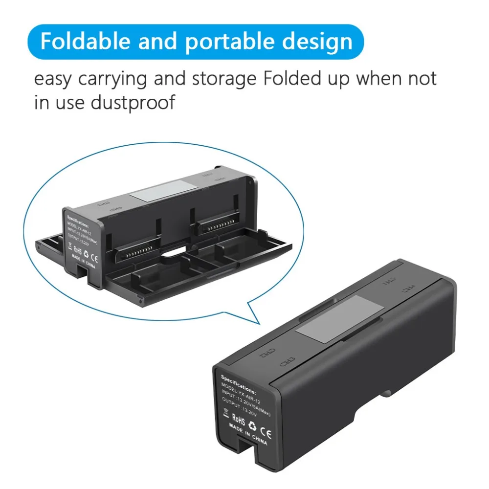 Description Picture 5 of itemNew Air 2 Charger Compatible with Air 2/2S Drone Battery 4 in 1 Charging Hub Portable Smart LED Butler