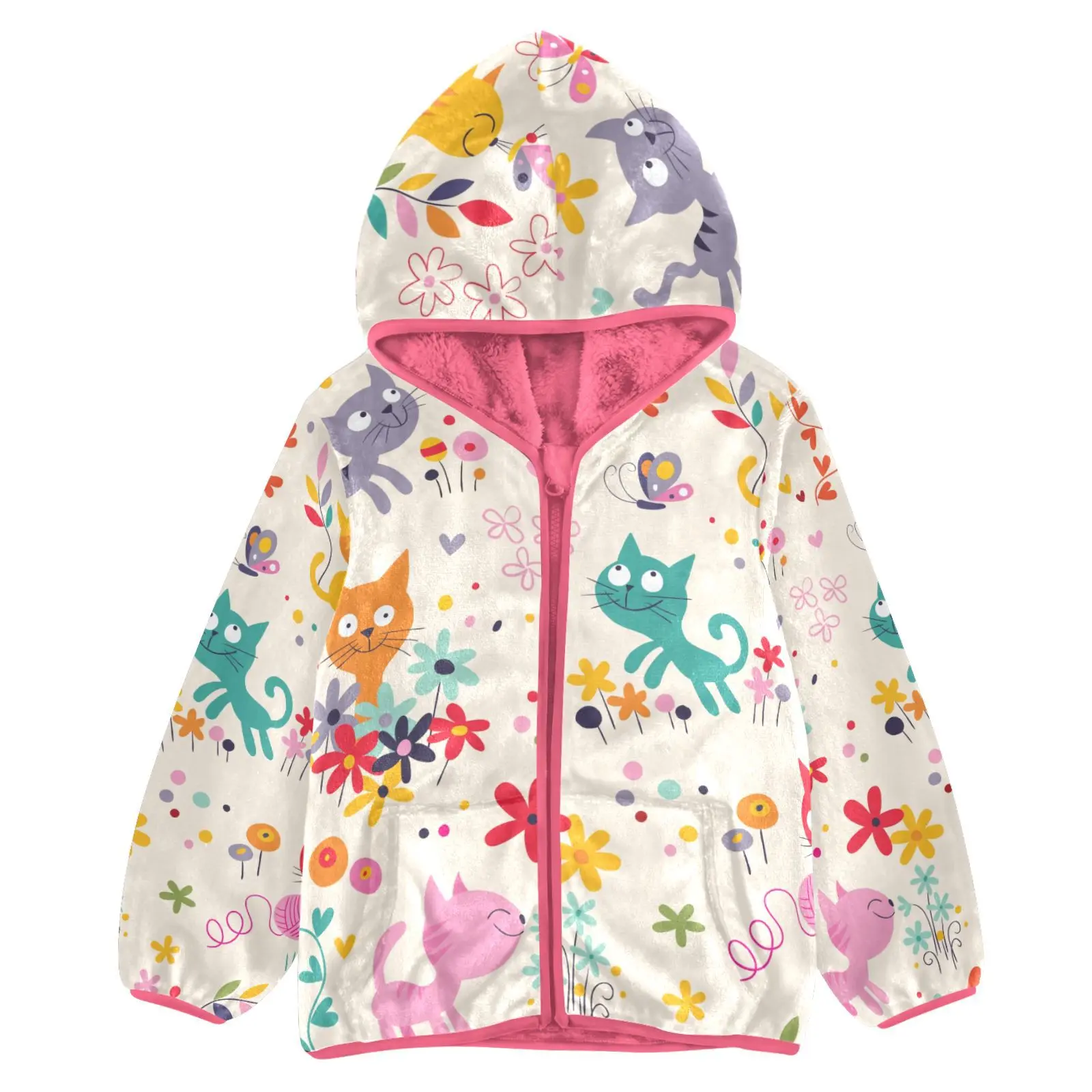 

Новинка 2023, детское зимнее пальто, куртка с капюшоном для мальчиков и девочек, детская одежда с мультяшным котом, детская теплая верхняя одежда