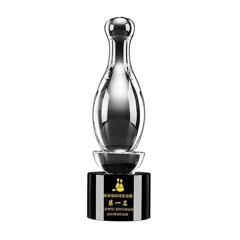 Customized Highend Bowling Crystal Trophy Creative Champion Sports Games Lettering Trophy Home Decoration Award Gift Rewards 1Pc
