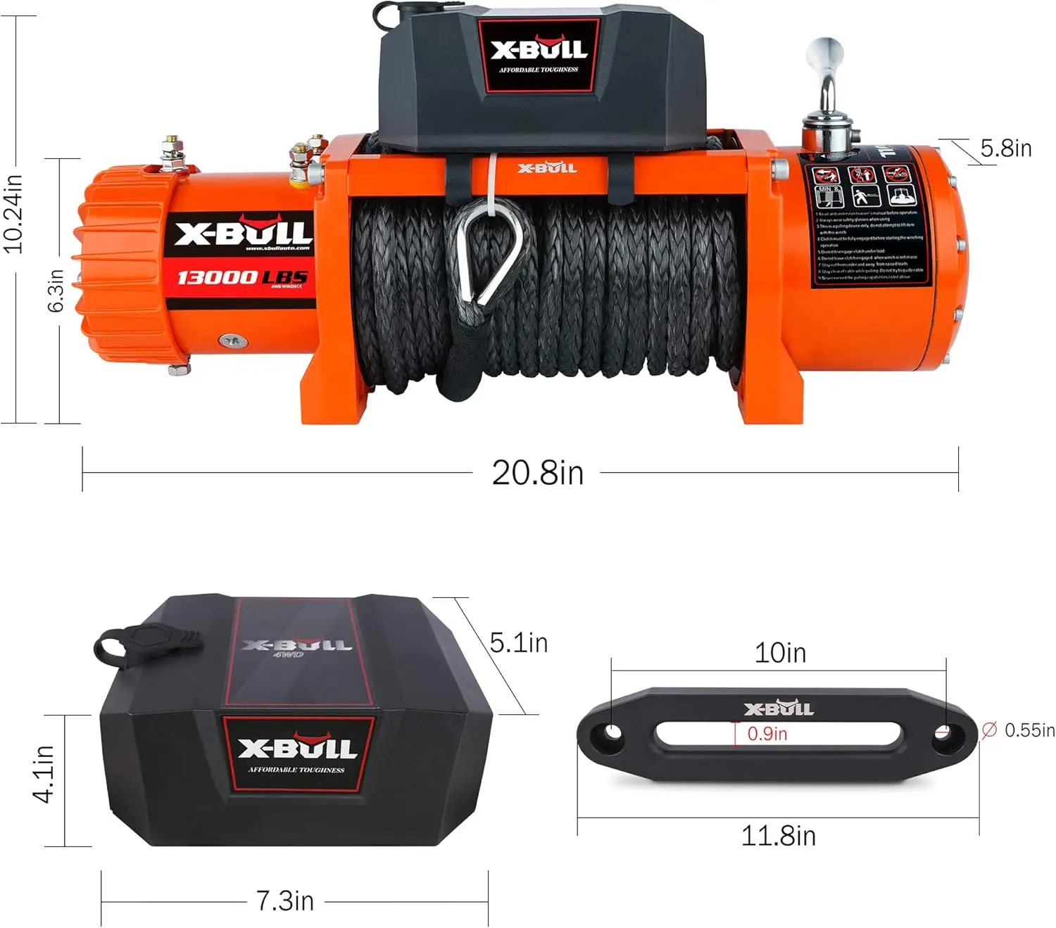 Traction Products-Synthetic Rope Winch-13000 LB load capacity Remote winch