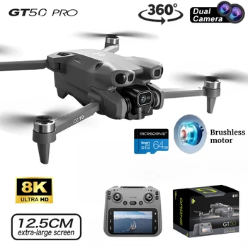 Evitamento ostacoli Schermo da 4,3 pollici Fotografia aerea Drone senza spazzole Display del flusso ottico 2.4G GT50 con WIFI a doppia lente