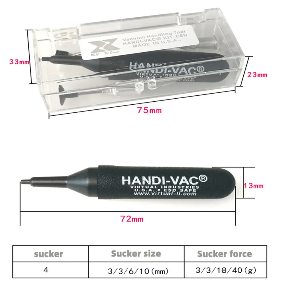 BGA Vacuum Pump Suction Sucking Pen Anti-static Mini SMT SMD IC Chip Picker Pick Up Pickup Hand Tool with 4 Suction Headers image 2