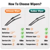 Silicone & rubber  Front Wiper Blades Set For Alfa Romeo Stelvio 2016 - 2023 Windshield Windscreen Window Brush 26"+18" 3
