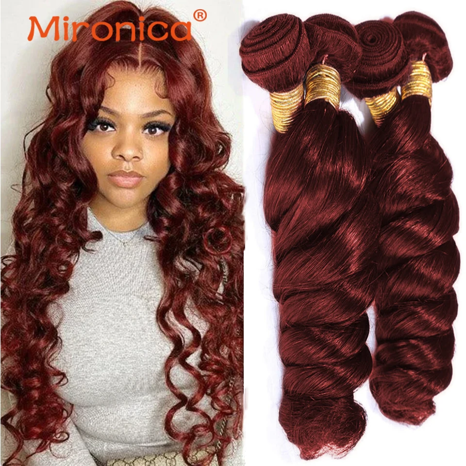 Reddish Brown Loose Wave Human Hair 1/3/4 Bundles Deal Remy Human Hair Weaving Wefts Remy Human Hair Extension for Black Women
