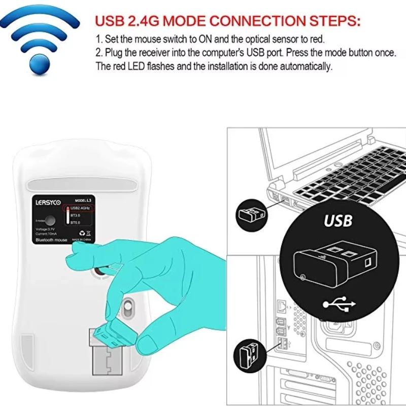 New 2.4G Wireless + Bluetooth 5.0+3.0 Mouse Three-Mode Mute Rechargeable Mouse Ultra-Thin Aluminum Gaming Wireless