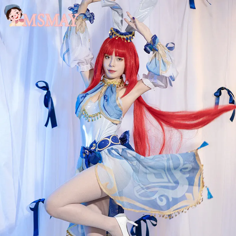 

Ms May Game Genshin Impact Nilou Cosplay Costume Sets Bunny Girl Sexy Uniform Jumpsuit Party Costume