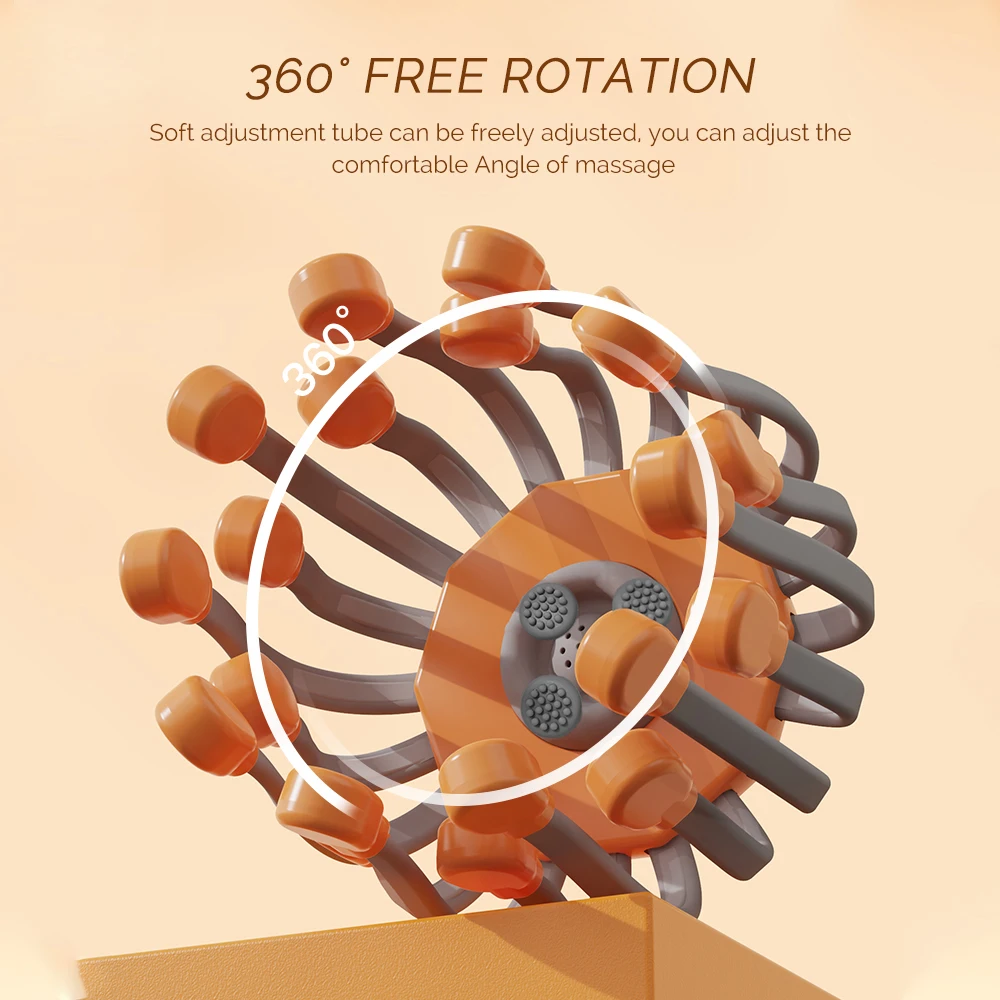 24 Point Octopus Claw Head Massager Electric Scalp Massager 24 Heads Vibration Massage Scratcher Bluetooth Music Relaxation