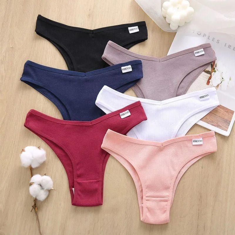 

Brazil High Split Briefs Threaded Cotton Breathable Comfortable Panties Women V Waist Thong Women Bikini Panties M-XL