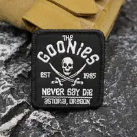 The Goonies Never Say Die Embroidered Patch – Merrow Border Sew-On Applique for Jackets, Backpacks & Clothing Accessories