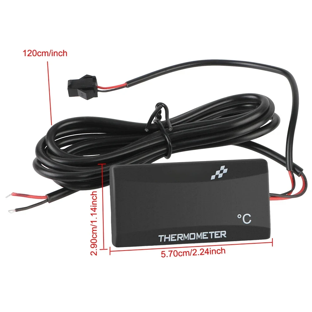 Motorcycle Thermometer Water Tank Retrofit 0~120&deg;C Monitor Red Blue Indicator Warning 12V Motorcycle Thermometer With Senso