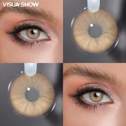 Visuashow Sora Grey Color Contact Lenses for Natural Beauty - 1 Year Fashion Contacts (Meteor Brown)