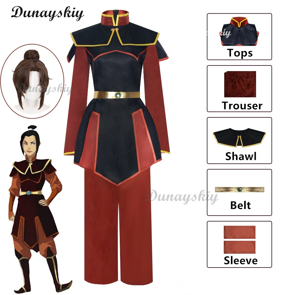 

Anime Avatar The Last Airbender Azula Sets Cosplay Costume Halloween Cosplay Clothings Red Top Pants Role Play Outfits