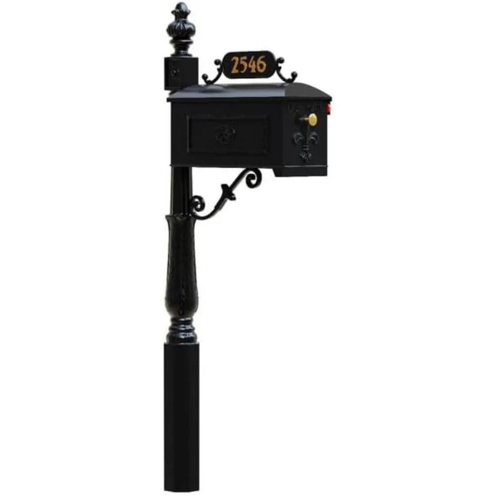 Williamsburg Style 211 Black Aluminum Mailbox and Post System letter box mailbox