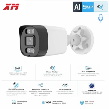 XM 5Mp AI Ip Camera Poe Cctv Security Camera H.265+ Outdoor Waterproof Audio Video Surveillance For Nvr System Xmeyepro 1