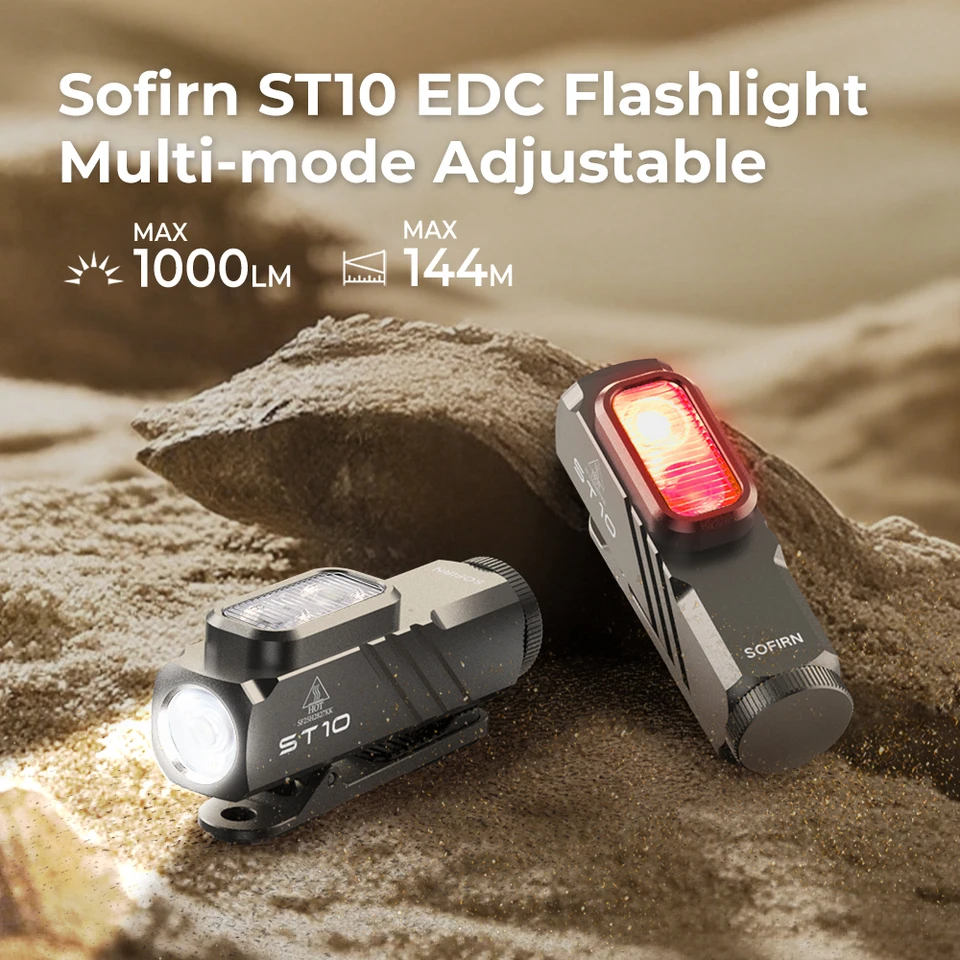 新しいSofirn ST10 EDC懐中電灯 14500 1000LM USB-C充電式 防水 赤色