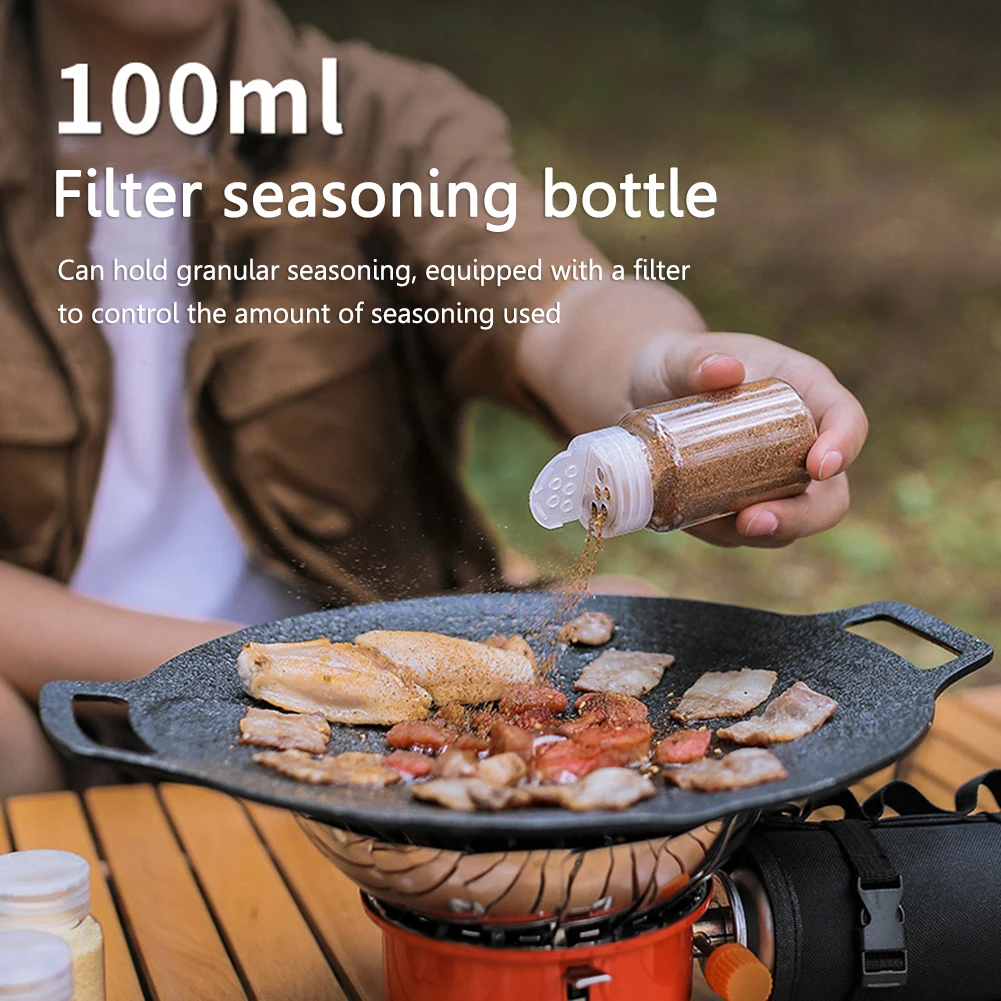 9Pcs 캠핑 향신료 보관 가방 휴대용 100ml 액체/필터 병(홈 주방 캠핑 바베큐 여행용 깔때기/스티커 포함)