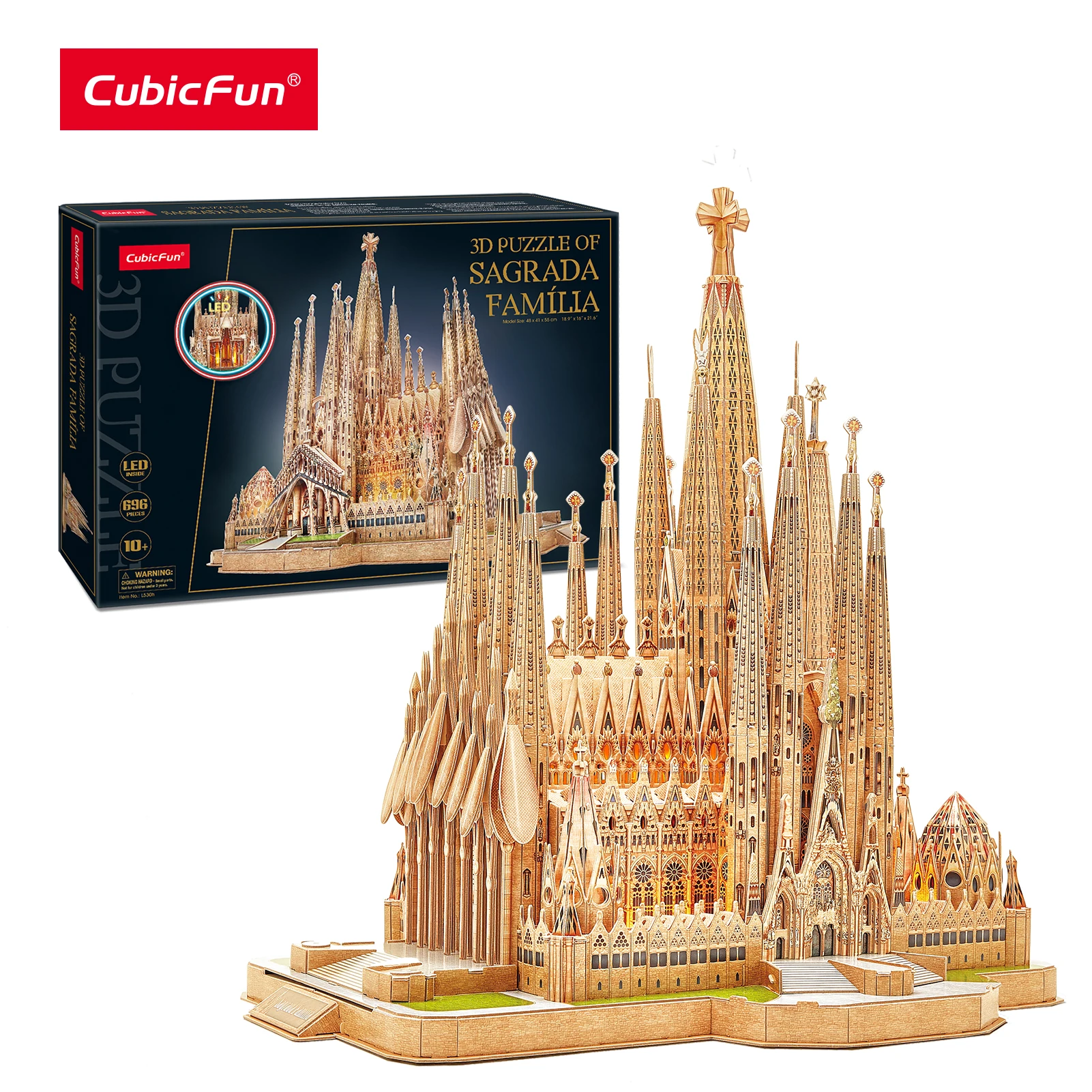 CubicFun-rompecabezas 3D adultos 696 piezas, LED grande, familia Kits de modelos móviles de Iglesia, rompecabezas catedral, regalos - AliExpress