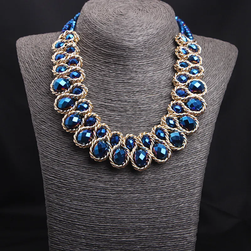 Doppellagige Halsketten für Frauen Bunte Gläserstein-Handgemachte Choker-Halskette Bijoux Collier Femme Festival-Schmuck Geschenke