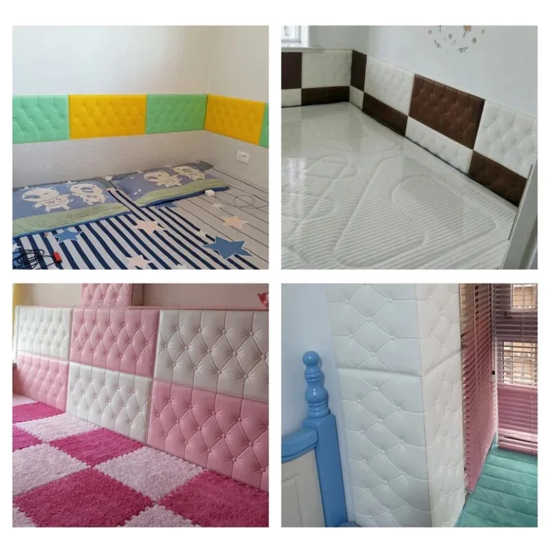 Wall stickers 3D DIY Self-adhesive Thicken Tatami Anti-collision Wall Mat Pad Kids Bedroom Living Room Waterproof