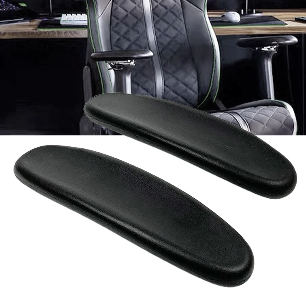 BlackGamingChairArmrestArmPadsCapsUniversalOfficeChairArmrest
