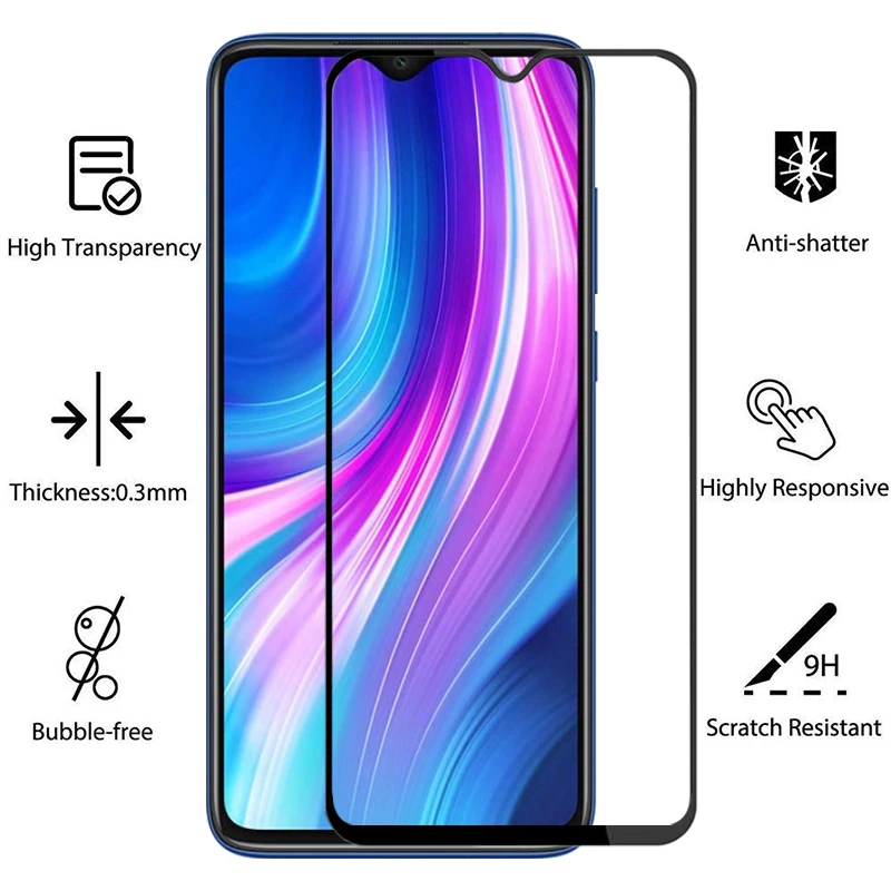 9d protective tempered glass on redmi note 8 pro screen protector for xiaomi readmi note8pro not 8pro safety film redmy remi 9h