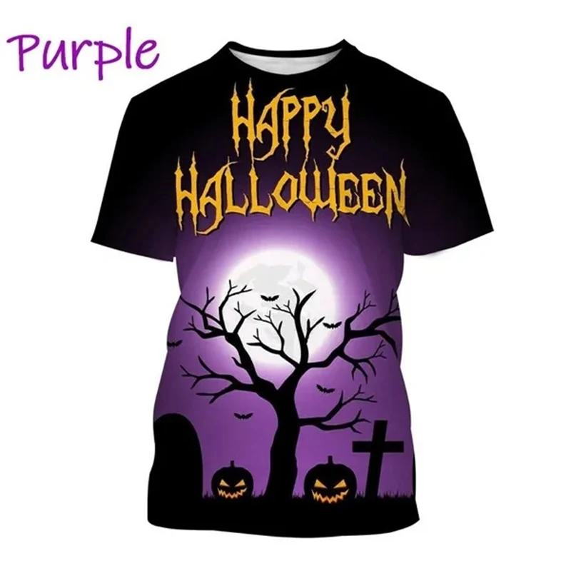 

New Arrivals Halloween 3D Printed T-shirt Pumpkin T Shirt Fashion Men Women Horror Personality Haunted House Round Neck Top Tees