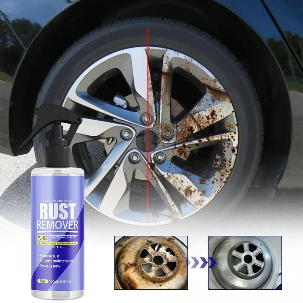 Tire Rust Remover Spray 100ml Car Tire Iron Powder Remover Spray Metal Rust Out Instant Remover Spray Automobile Tyre Cleaner