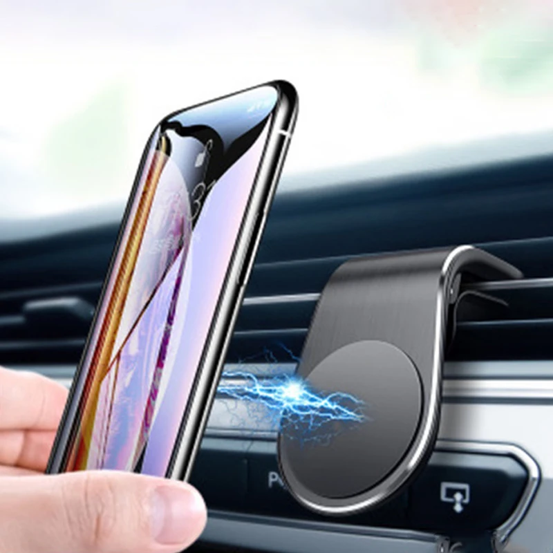 

Magnetic Mobile Phone Holder L-shaped Lower Hanging Magnetic Support of Aluminum Alloy Air Outlet Universal Car Accessories