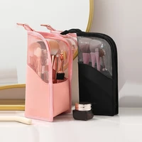 Travel Makeup Brush Bag Portable Cosmetic Brush Holder Organizer Waterproof Stand-Up Makeup Brush Pouch Zipper Toiletry Bag 2