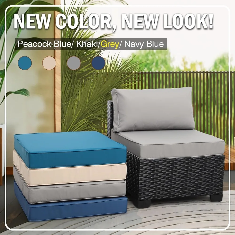 Outdoor Cushion Covers for Patio Furniture 7 Piece Set, Replacement Cushion Slipcovers Fits 6 Seater Outdoor Couch Rattan 2