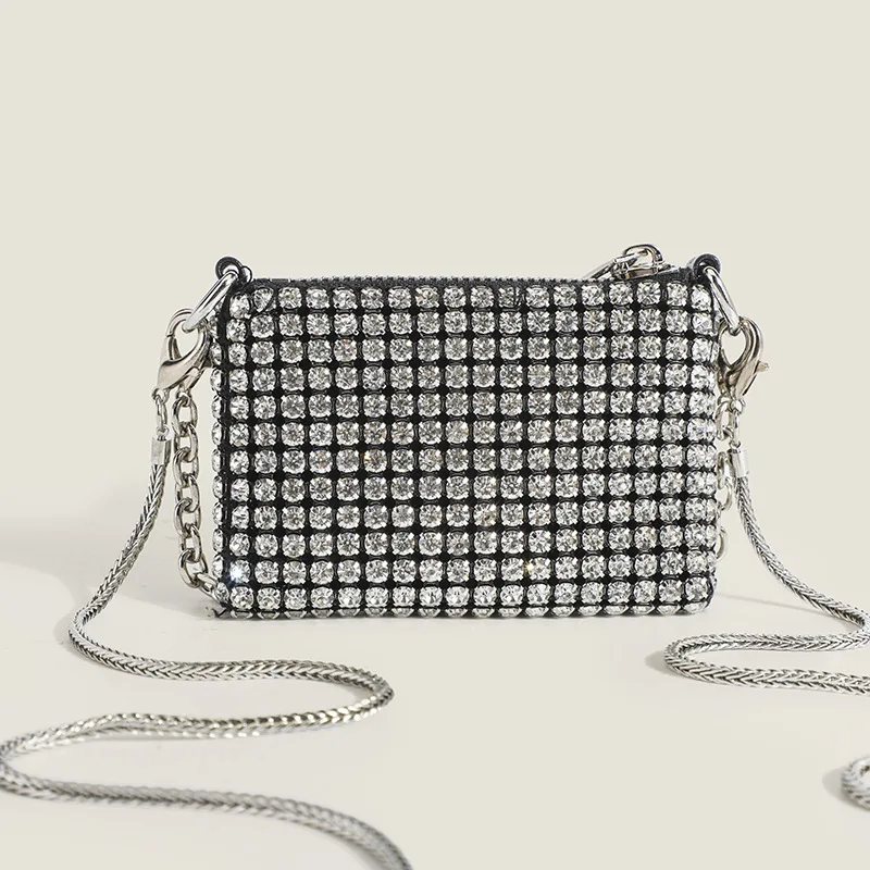 

Mini Shoulder Bags Rhinestone Bag Women Trend Luxury Messenger Bag Handmade Crossbody Bag Ladies Lipstick Bag Chic Shiny Handbag