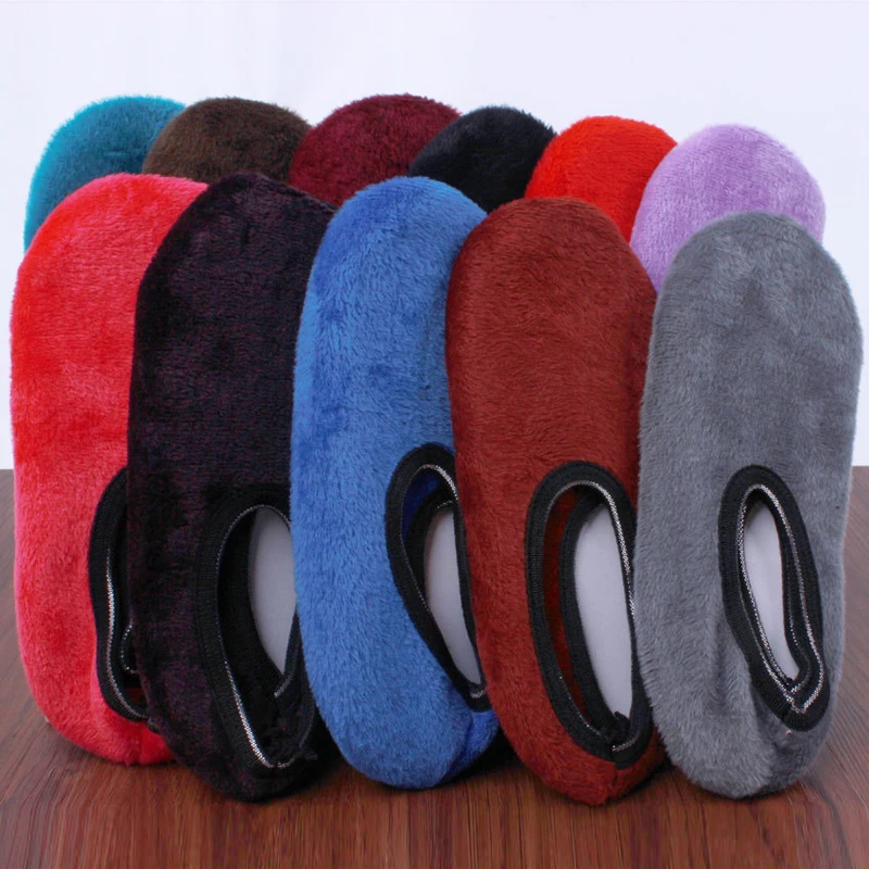 Floor Shoes Boat Socks For Women Winter Warm Cotton Plush Breathable Non-Slip Socks Solid Female Indoor Slippers Short Socks