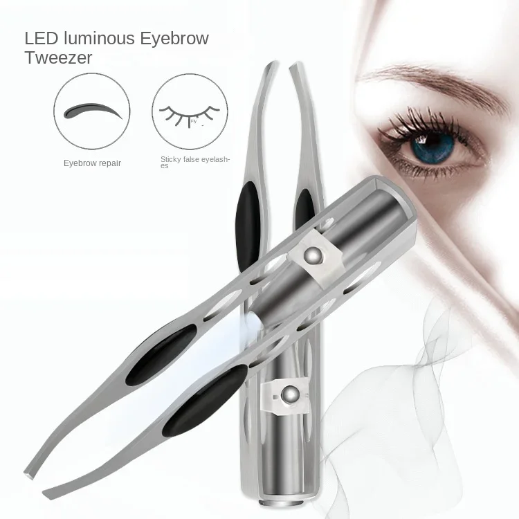 Eyelash Tweezers Eyebrow Tweezers 1PC LED Eyebrow Tweezer Maquillaje Eyelash Extension Supplies Pinzas Przybory Do Makijażu Trimming Clip Eye Hair Removal