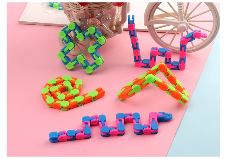 24 Knots Wacky Tracks Snap And Click Fidget Antistress Chain Toy Bike Variable Folding Chain Relief Stress Adult Sensory Gifts