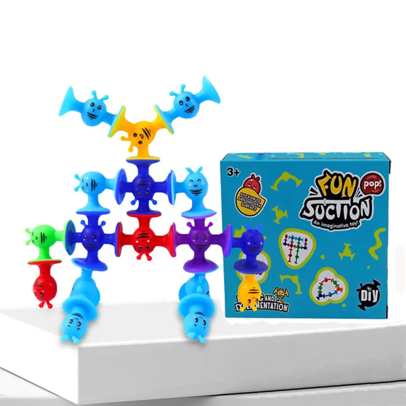 Small Bees Suction Cup Toys Set,Soft Building Blocks Pop Sucker,Parent-child Interactive Game, Window Bath Toys 4
