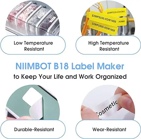 Keep 10 Years Niimbot B18 White Colorful Gold Silver Thermal Transfer Label Paper Sticker Carbon Ribbon For Portable Label Maker