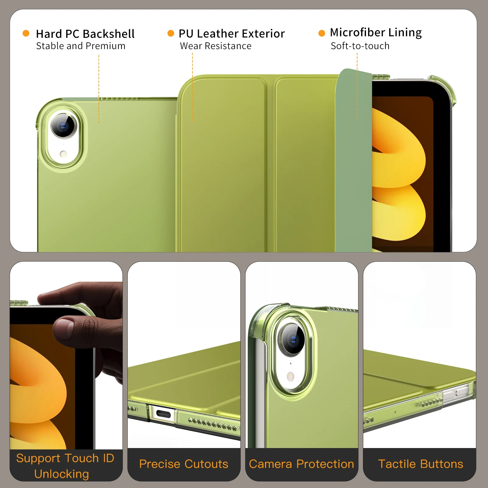 Sleek Slim Stand Case with Translucent Hard PC Back and Auto Wake/Sleep Feature