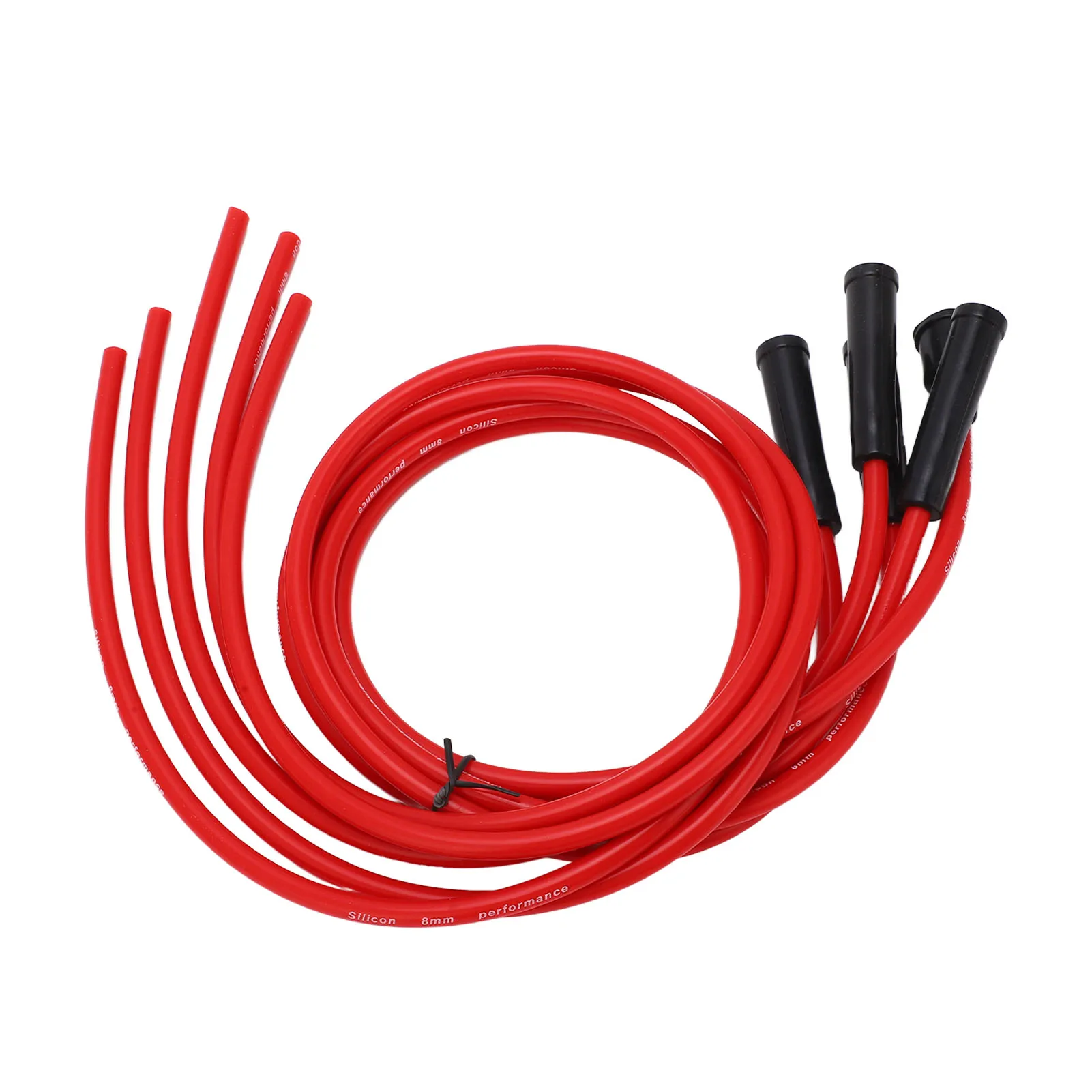 Spark Plug Ignition Wire Set Red High Performance Silicone 1m Car Ignition Wire for 4 Cylinder Automobile 8mm Ignition Cable