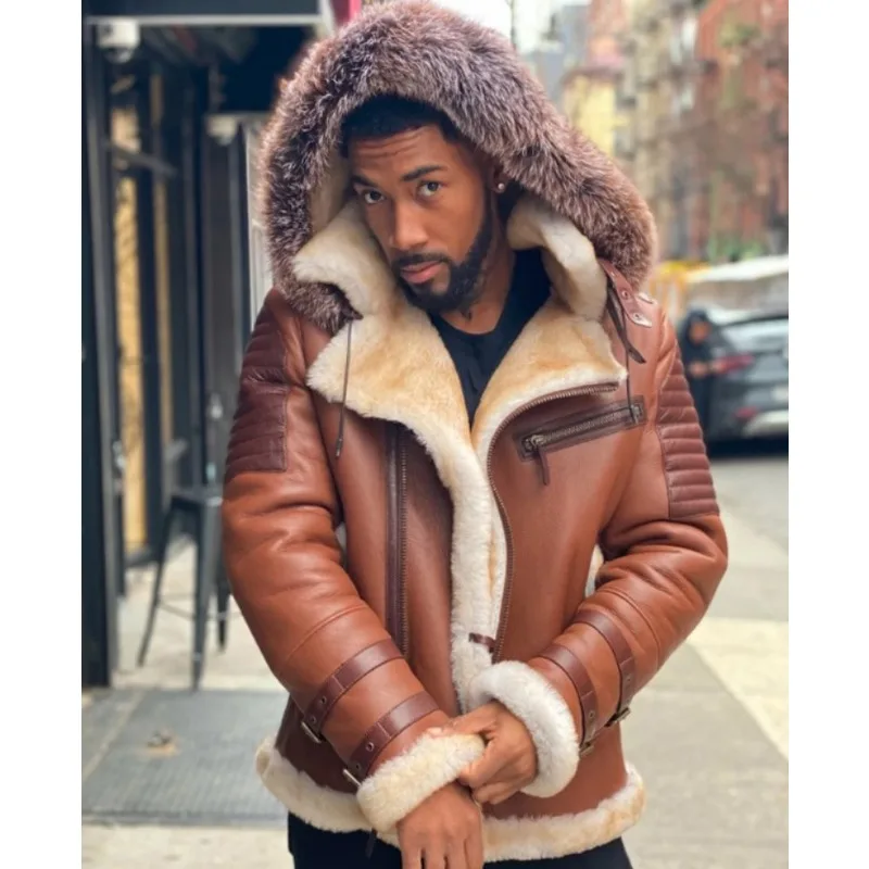 Mens Jacket Autumn Winter Thicked Fur Straight HemInner Lining with Plush Coat