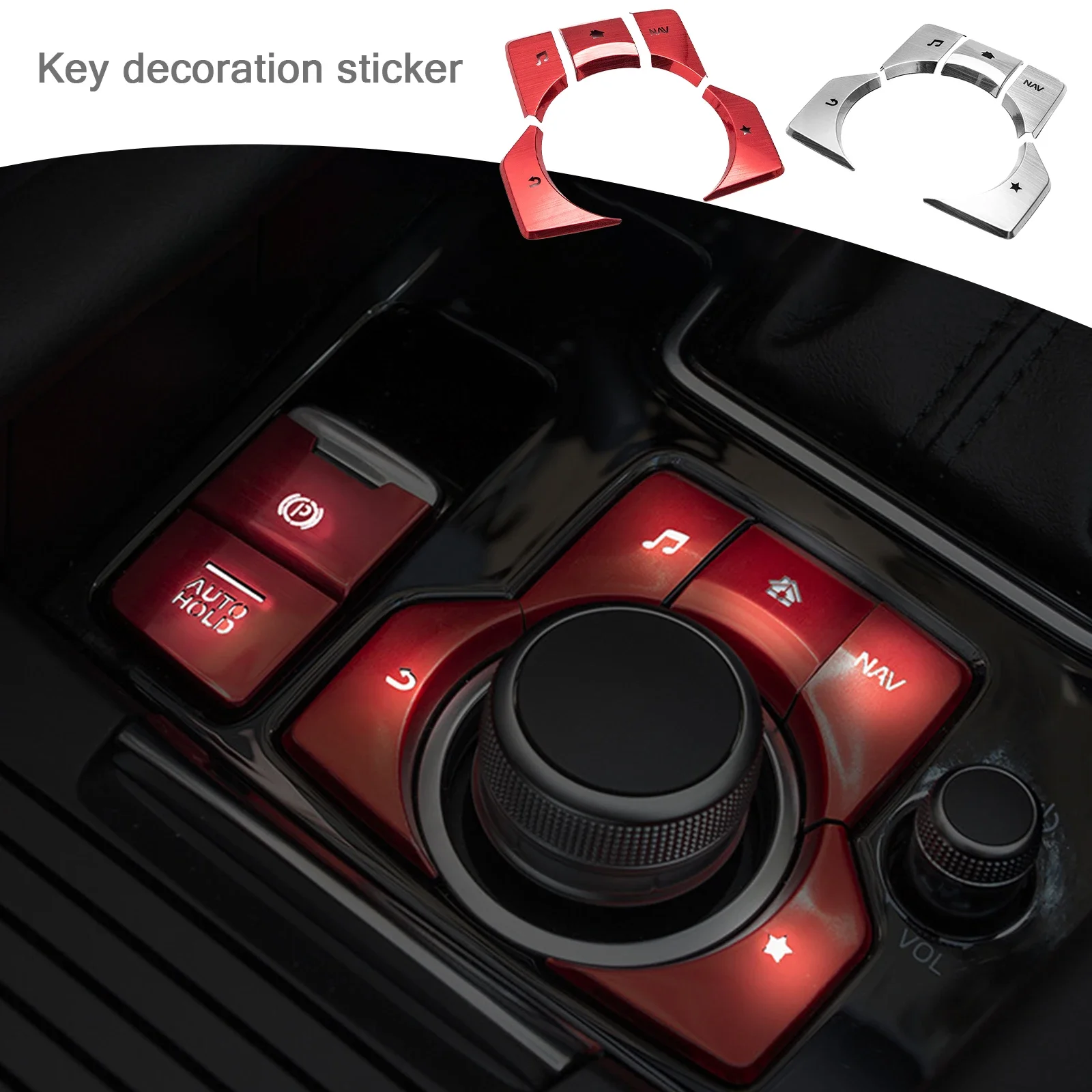 

For Mazda 3 Axela CX-4 CX-5 Car Aluminum Multimedia Button Cover Frame Trim Sticker LHD Accessories Interior